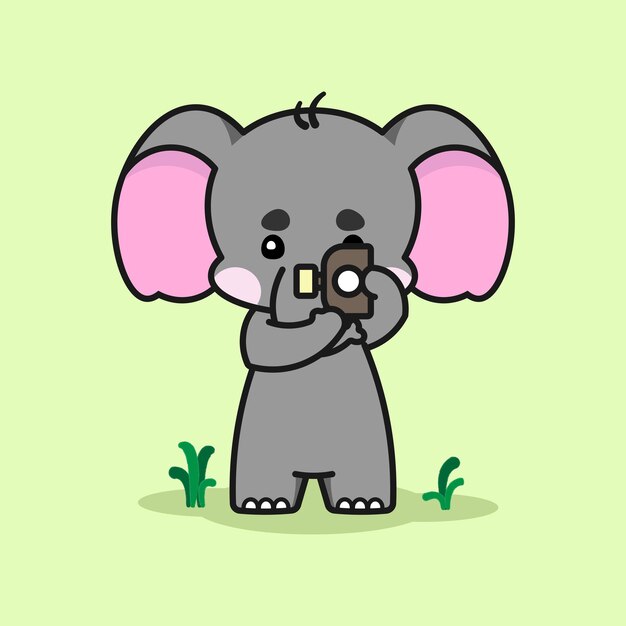 Vecteur adorable éléphant capture une image illustration de dessin animé mignon éléphant