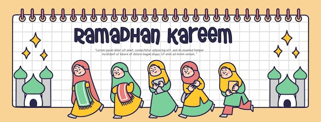 Adorable Fête Musulmane Ramadhan Kareem Aïd Fitr Bannière Illustration Atout