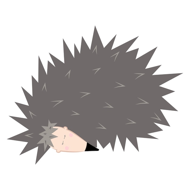 Adorable hérisson gris dessinant un sommeil de style plat sur fond blanc Image clipart vectoriel