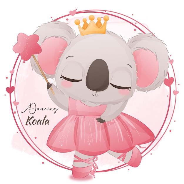 Vecteur adorable illustration de koala dansant