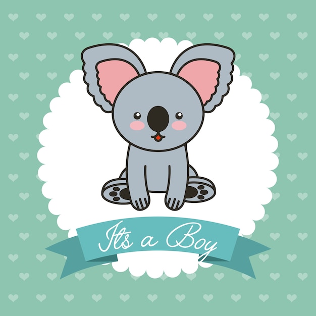 Vecteur adorable koala animal carte bébé douche