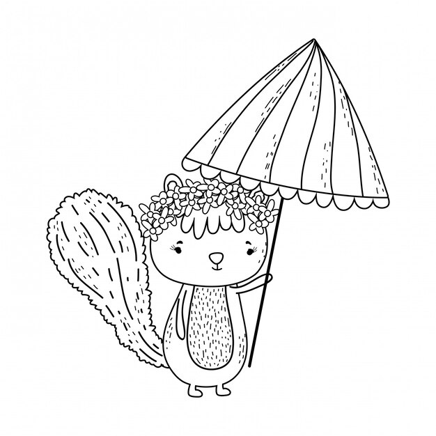 Adorable petit tamia avec parapluie