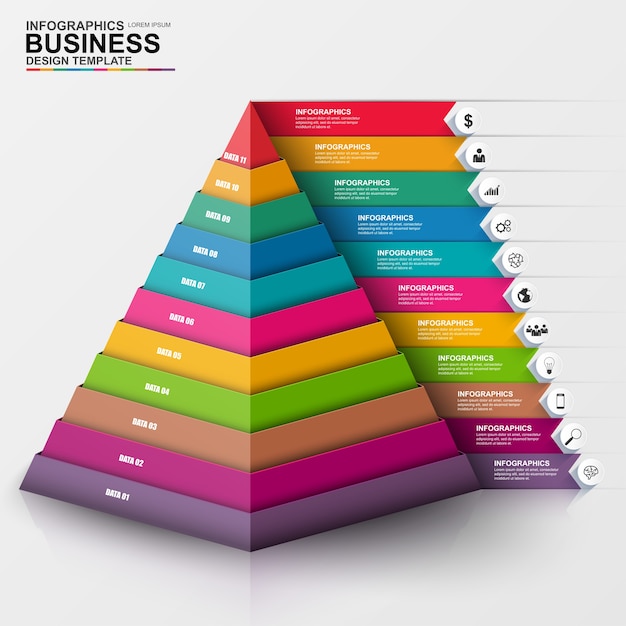 Affaires Numériques 3d Abstrait Infographique. Peut être Utilisé Pour Le Processus De Flux De Travail, Pyramide D'entreprise