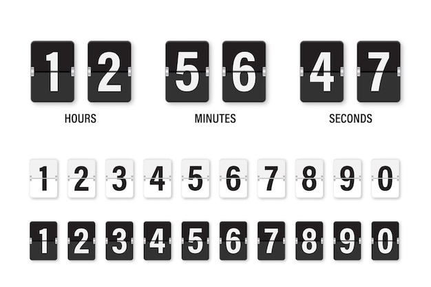 Affichage du compte à rebours de l'horloge. Réglez les chiffres flip watch.