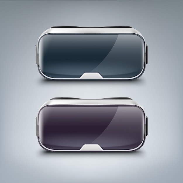 Vecteur affichage optique sur tête ou lunettes de réalité virtuelle vue de face