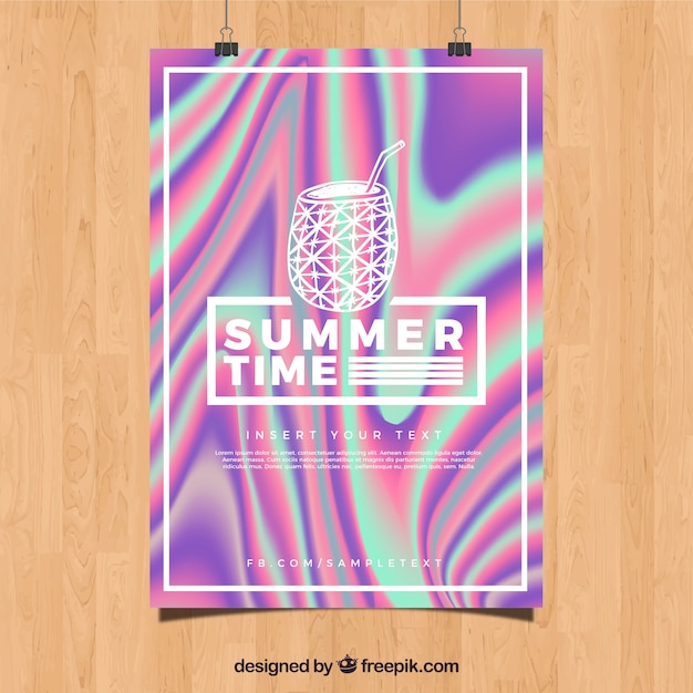 Affiche abstrait de l&#39;été avec effet holographique