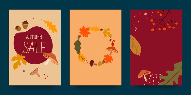 Affiche abstraite d'automne dans un style hipster moderne Modèles pour la conception d'affiches de bannières d'automne publicitaires ventes de cartes postales Art moderne à la mode avec des feuilles d'automne