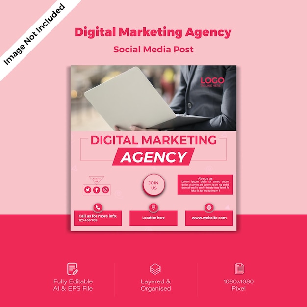Vecteur affiche de l'agence de marketing numérique