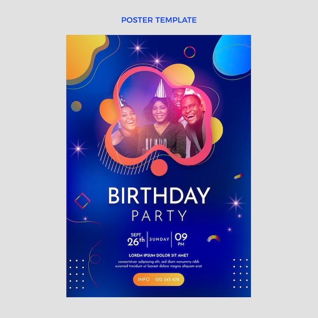 Vecteur affiche d'anniversaire colorée dégradée