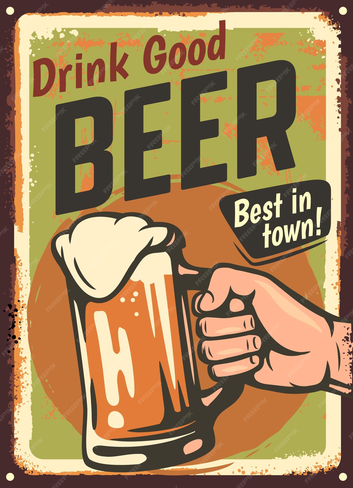 Affiche De Bière Rétro. Vieux Temps | Vecteur Premium