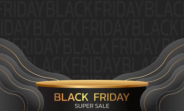 Affiche Black Friday Super Sale Banner Sur Fond Sombre Podium à Vendre