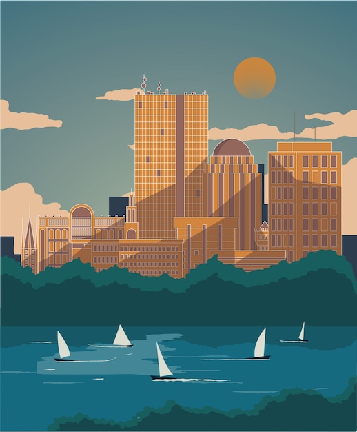 Vecteur affiche boston flat vintage