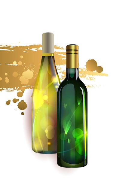 Affiche avec des bouteilles de vin blanc