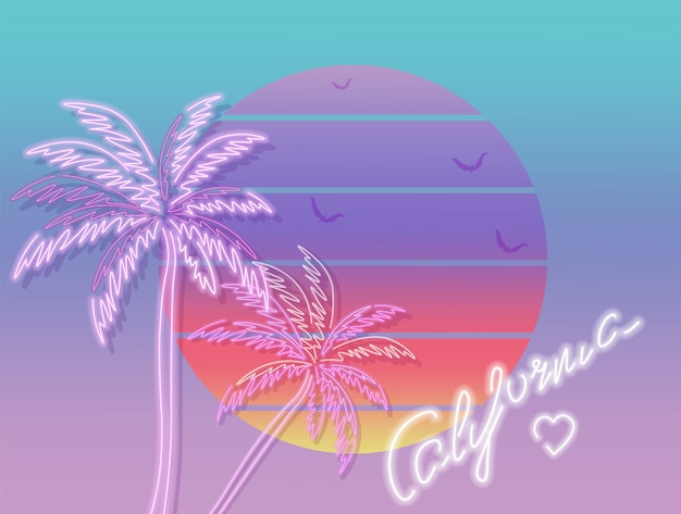 Affiche de californie au coucher du soleil de Tropic