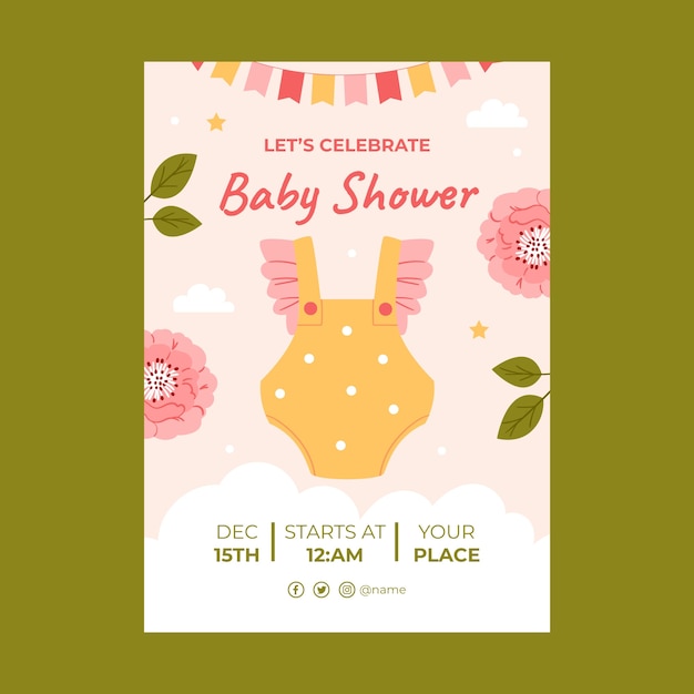 Vecteur affiche de célébration de baby shower dessinée à la main