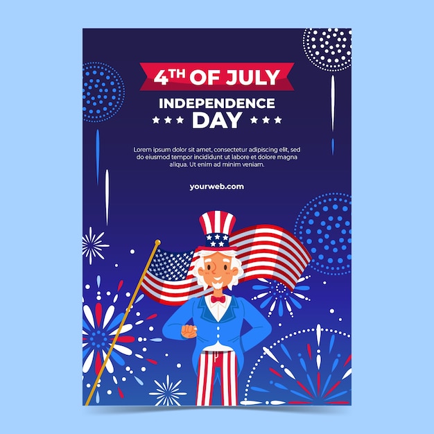 Vecteur affiche de célébration du 4 juillet dessinée à la main