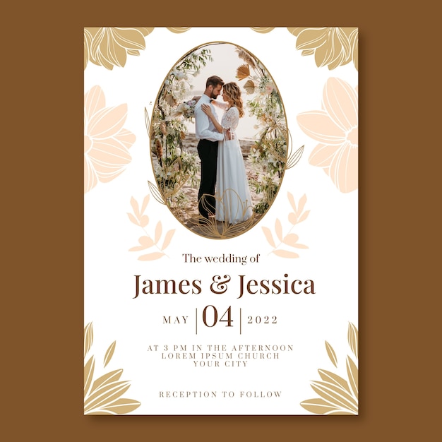 Affiche de célébration de mariage dessinée à la main