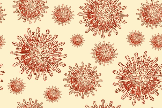 Affiche De Cellules De Coronavirus Virus Ncov Bactéries Modèle Sans Couture Bannière De Maladie Quarantaine Et Grippe