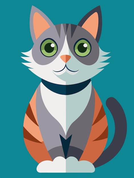 une affiche d'un chat avec des yeux verts et un fond bleu