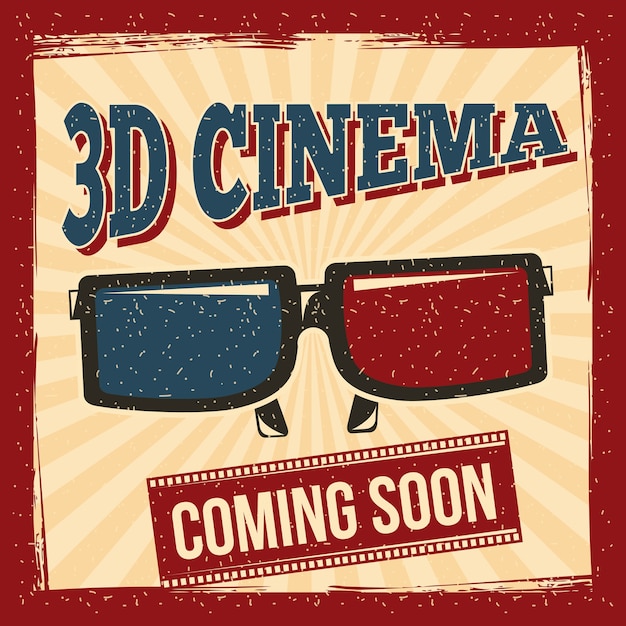 Vecteur affiche de cinéma 3d