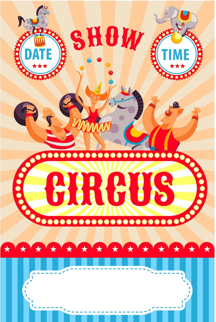 Vecteur affiche de cirque. artistes de cirque et animaux dressés.