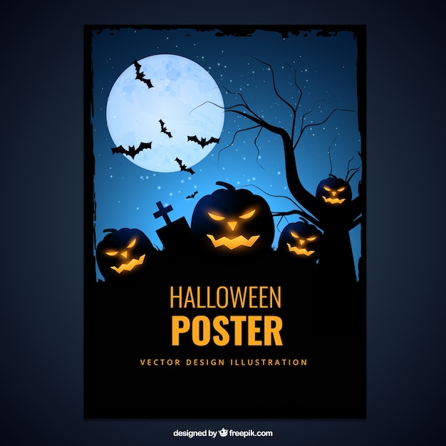 Affiche Avec De La Citrouille D'halloween Effrayant