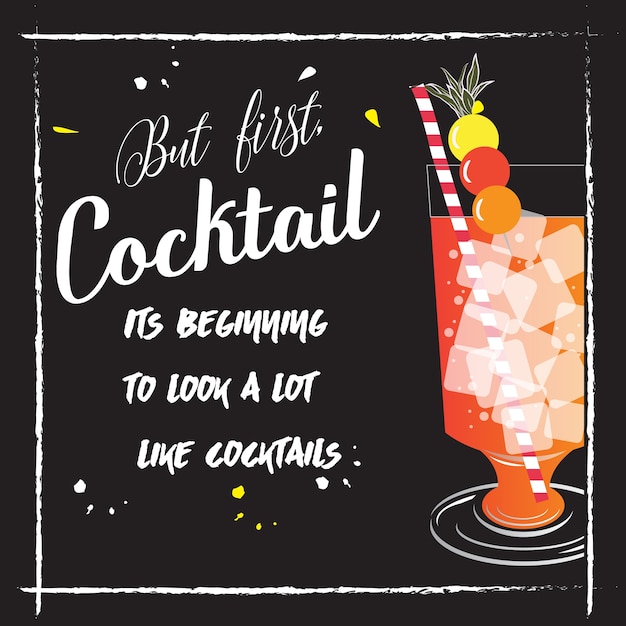 Vecteur affiche de cocktail d'été.