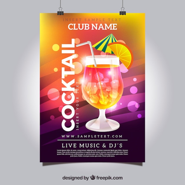 Affiche de cocktails colorés brillants