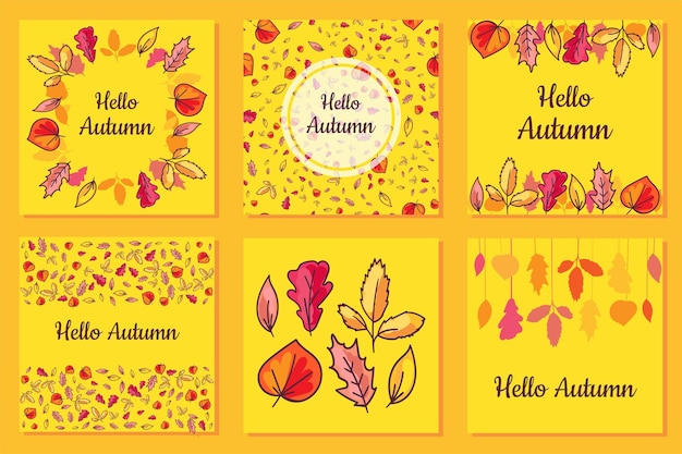 Affiche De Collection Hello Autumn With Leaves Set