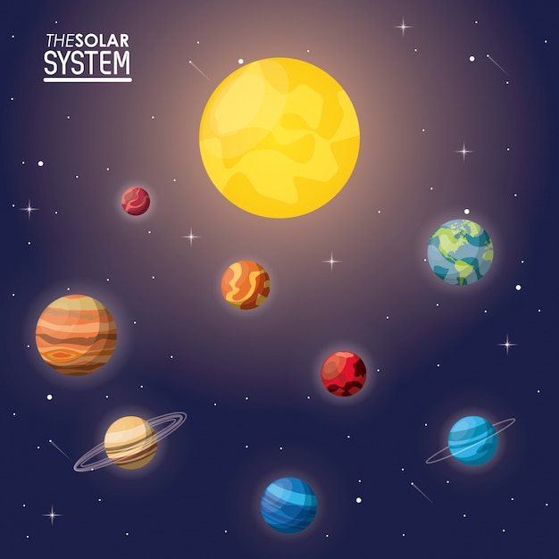 Affiche colorée du système solaire