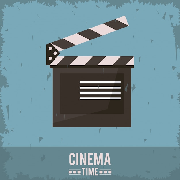 Vecteur affiche colorée du temps du cinéma avec l'icône de clap