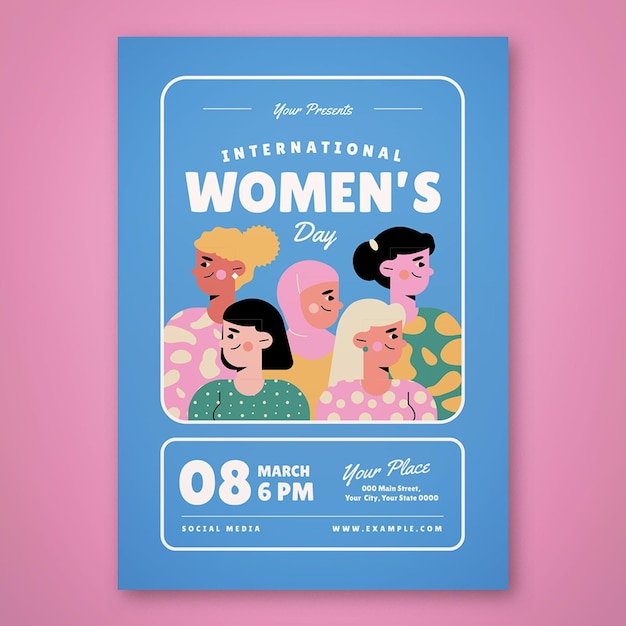 Affiche colorée de la journée internationale de la femme