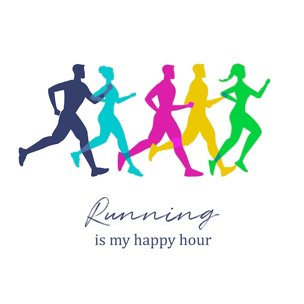 Une Affiche Colorée Avec Les Mots Running Est Mon Happy Hour.