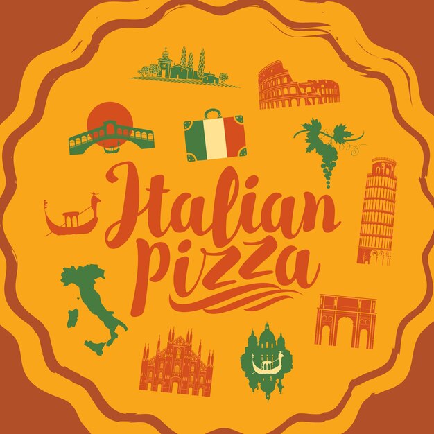 Vecteur affiche colorée pour pizzeria italienne