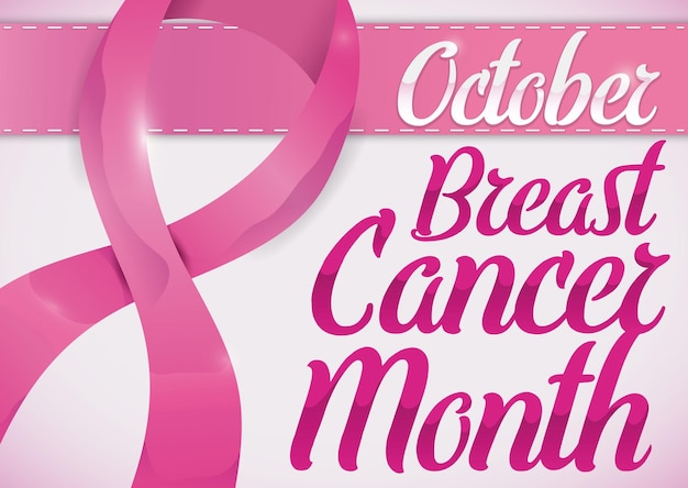 Vecteur affiche commémorative du mois du cancer du sein en octobre avec rubans roses