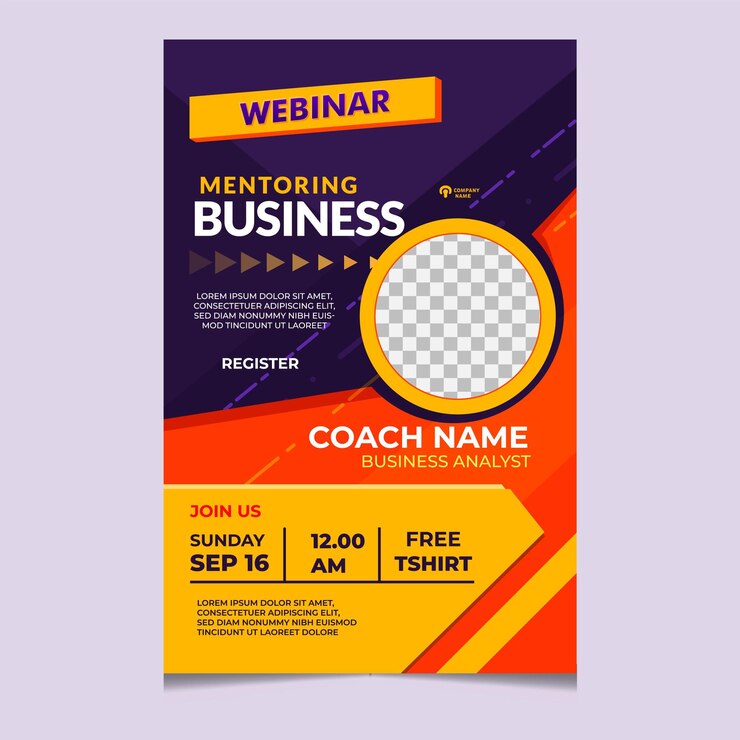 Vecteur affiche commerciale de l'atelier en ligne