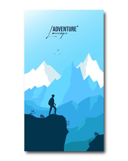 Vecteur affiche de concept d'aventure explorant les montagnes et les forêts