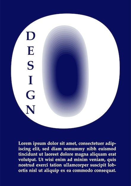 Affiche avec concept de lettre blanc o sur fond bleu créativité abstraite et art typographie et