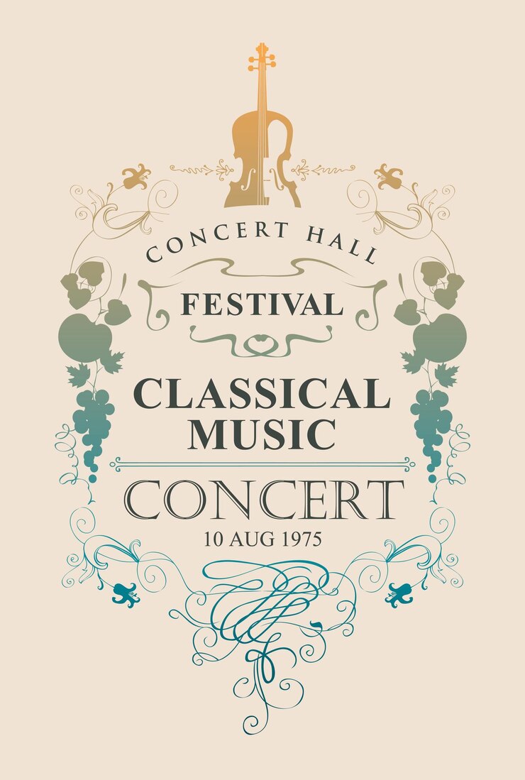 Vecteur affiche d'un concert de musique classique