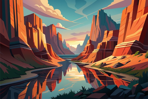 Vecteur une affiche à couper le souffle mettant en valeur la beauté majestueuse du grand canyon