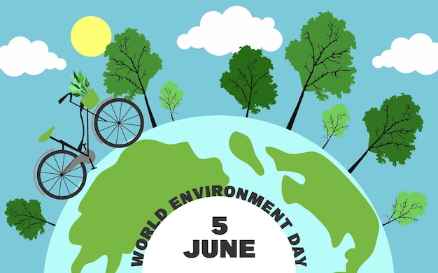 Vecteur affiche créative ou bannière de la journée mondiale de l'environnement le 5 juin