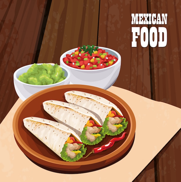 Affiche De Cuisine Mexicaine Avec Des Burritos