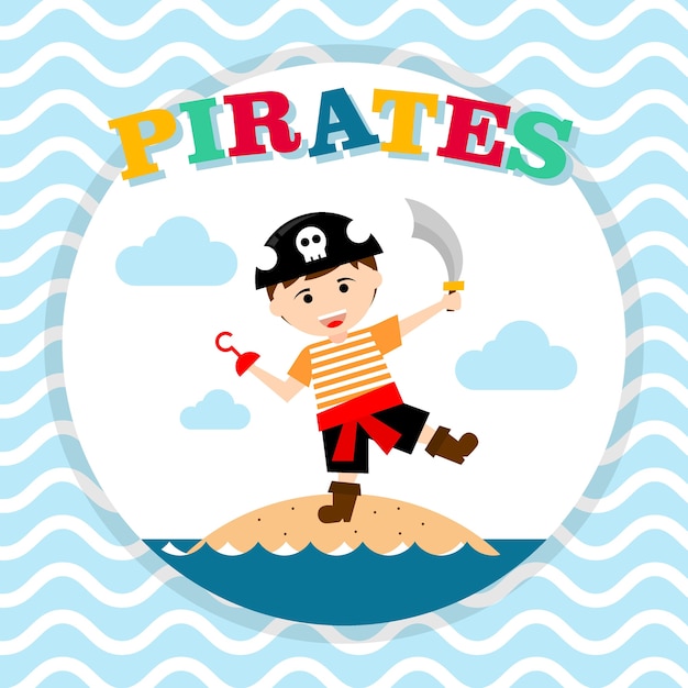 Affiche De Dessin Animé Enfant Pirate
