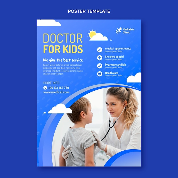 Vecteur affiche de docteur pour enfants dégradés