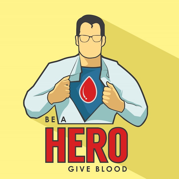 Vecteur affiche de dons de sang super-héros