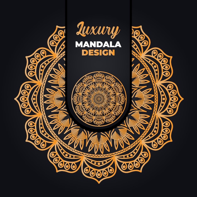 Une Affiche Dorée Et Noire Pour Un Design De Mandala.