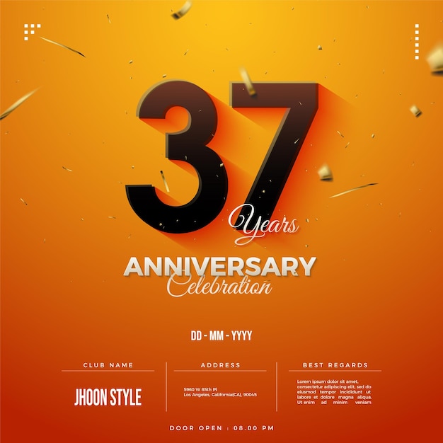 Affiche du 37e anniversaire avec des chiffres noirs subtils.