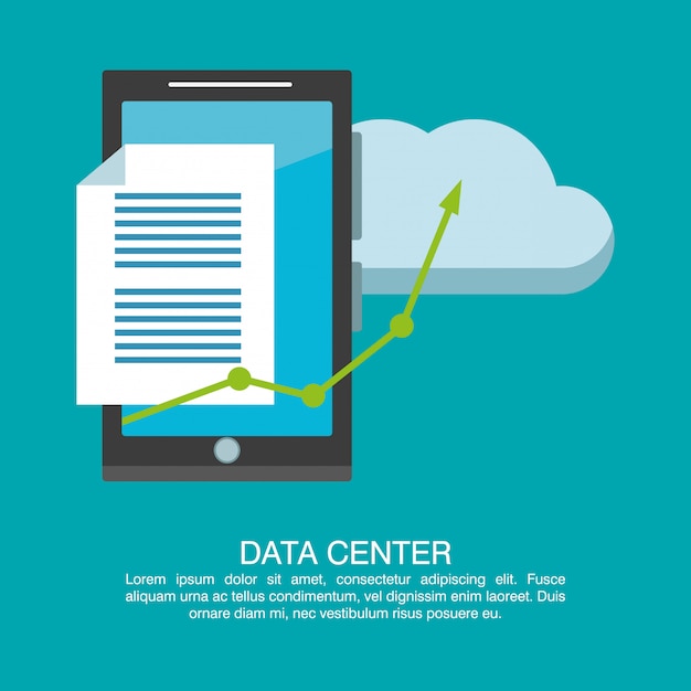 Vecteur affiche du centre de données avec informaton