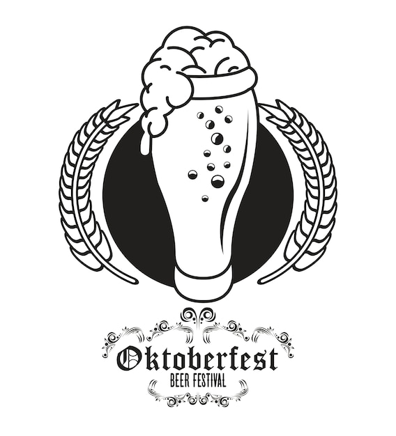 Vecteur affiche du festival de célébration oktoberfest avec verre à bière.