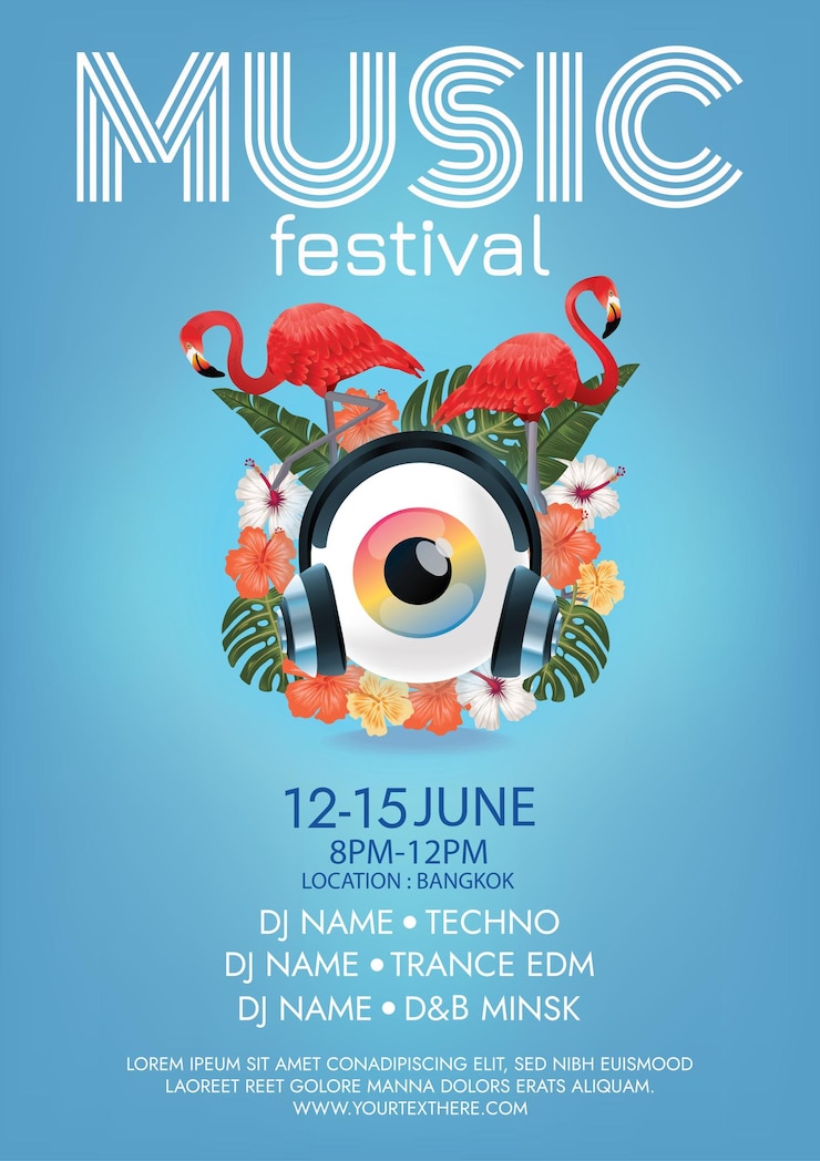 Vecteur affiche du festival de musique fête d'été sur la plage
